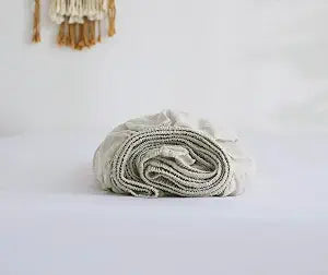100% Linen Fitted Sheet Queen(1 Piece), 15 Inch Deep Pocket Mattress Cover French Flax Stone Washed Farmhouse Soft Breathable Bottom Sheets(Natural Linen, Queen)