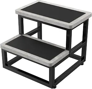YAKANJ Step Stools for Adults Kids, Step Stool, Metal & Wood, Cement Gray