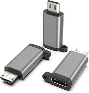 USB-C to Micro USB Adapter, 3-Pack USB Type C Female to Micro USB Male Converter USB C to Micro B 2.0 Charge & Data Sync Compatible with Samsung Galaxy S7 S6 J7 Note 5 Kindle Ps4 and More -Grey
