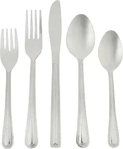 Gibson Home Aston 45-Piece Stainless Steel Flatware Set with Tray and Serving Utensils  Silverware Service for 8