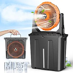 Ausic 10 9L Portable Misting Fan, [Max 55Hrs] Outdoor Mister Fan for Outside Patios Golf, 20000mAh Rechargeable Battery Operated Travel Water Cooling Fan, Camping Patio Accessories - 3 Spray Misters