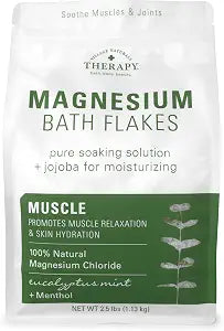 Village Naturals Therapy Muscle Magnesium Bath Flakes, Eucalyptus, Mint & Menthol Scent, 2.5 lbs