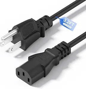 ALITOVE 3.2ft AC Power Cord ETL Listed 18AWG 10A 125V NEMA 5-15P to IEC C13 Power Cord 3 Prong PC Power Cable with Hook-and-Loop Strip for Computer Monitor Pressure Cooker Printer TV and More