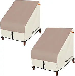 Porch Shield Patio Chair Covers - Waterproof Outdoor Lounge Deep Seat Adirondack Chair Cover 2 Pack - 34W x 37D x 36H inch, Light Tan & Khaki