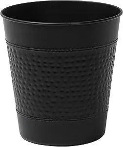 happimess HPM1111A Riley Modern Classic Hammered Steel Accent 2-Gallon Wastebasket for Home, Bathroom, Living Room, Office, Bedroom, Kitchen, Matte Black