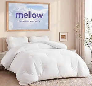 Mellow Marshmellow Comforter King/Cal King - Extra Fluffy Double-Stuffed Down Alternative Duvet Insert, All-Season Temperature-Balancing, Oeko-TEX Class I Fabric, Box-Stitch, Machine Washable