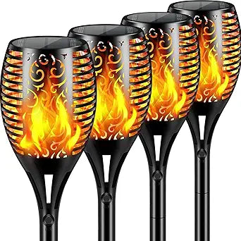 Solar Lights Outdoor 99 LED Higher & Larger Flickering Flame Solar Torch Lights 43" Waterproof Outdoor Lighting Solar Powered Pathway Lights Christmas Decorations for Garden Patio Yard, 4Pack