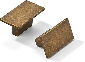 khtumeware 10 Pack Square Zinc Antique Brass Cabinet Knobs for Drawers and Cupboards-Screw-On,1-9/16 Inch Diameter,Vintage Brass Finish,5/8 Inch Hole Center