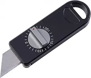 EDC Utility Knife with Precision Scale Knob, CNC Aviation Aluminum Box Cutter, Roller Guide Leather Craft Tool for Paper & Mailroom, Includes 10 SK2 Blades & Gift Box (Black)