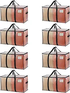 VENO 8 Pack Clear Moving Bags Heavy Duty, 90L Extra Large Transparent Storage Bags, 50lbs Loads, Zippers, Handles & Tag, Moving Boxes Alternative for College Dorm Essentials, Closet