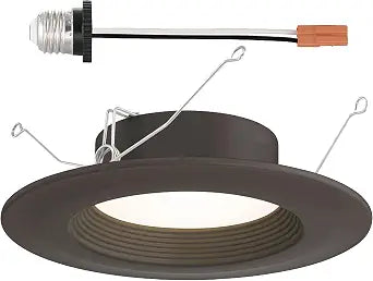 Designers Fountain LED Recessed Ceiling Light, 5/6 Inch 5CCT Metal Lighting Fixture, Dimmable, 1000 Lumens, 2700K/3000K/3500K/4000K/5000K, Bronze Baffle Trim, EVL61093T50BZ