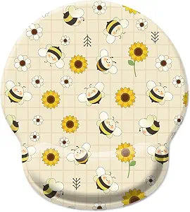 Hancynir Sunflower Bee Ergonomic Mouse Pad with Wrist Support Desk Decor