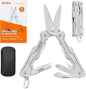 NexTool Micro Sailor Scissors S0, 8-in-1 Mini Keychain Multitool (Silver)