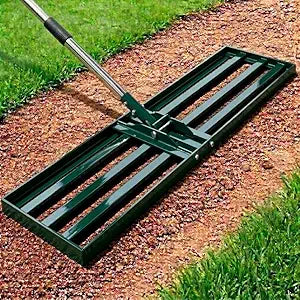 Lawn Leveling Rake, 30x10 inch Adjustable Lawn Leveler for Yard & Garden, Heavy Duty Stainless Steel Handle, Effort Saving Soil & Dirt Leveling Tool for Lawn Top Easy Dressing-Green