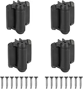 Heavy Duty Self Closing Gate Hinges with Safety Cap,Pool Gate Hinges with Alignment Legs No Rust and Adjustable Fence Hinges Kit for Outdoor Metal Gate,Vinyl Gates,Wood Gate,Black,2 Pack(4 Count)