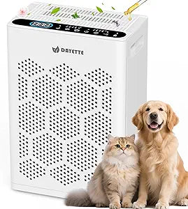 DAYETTE Air Purifiers for Home Large Room Up to 1800 Ft┬▓ with HEPA 14 Filter, Pet Air Purifier with Washable Prefilter for Bedroom with Fragrance, Air Cleaner for Smoke Dust Pets Hair Odor, White