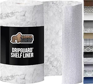 GORILLA GRIP DripGuard Shelf Liner, Non-Adhesive Drawer and Kitchen Cabinet Protector, 20x240 Inch, Strong Grip Slip Resistant Underside, Smooth Surface Liners for Cabinets, Bathrooms, Closets, Marble