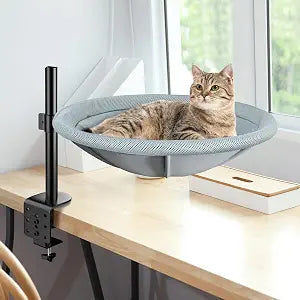 AIPERRO Cat Desk Bed - 360 Rotating & Height Adjustable Cat Hammock Perch, Sturdy Cats Bed for Desk with Removable Washable Cover, Supports Up to 60lbs, Perfect for Indoor Cats