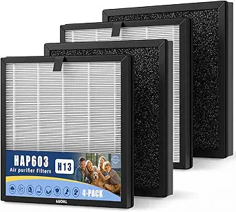 HAP603 Replacement Filter Compatible with ECOSELF HAP603 & HAP603WF Air Purifier 4-Stage H13 Activated Carbon Filter (4pack)
