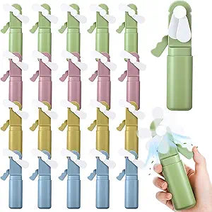 Wonderjune 24 Pcs Mini Hand Press Fan Bulk Small Portable Summer Fan Plastic Handheld Manual Personal Cooling Party Favor Summer Outdoor Travel Camping Gifts, No Battery Included
