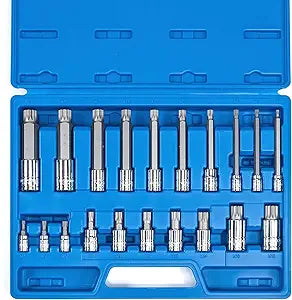 NEIKO 10057A XZN Triple Square Bit Kit, 20-Piece Spline Tool Collection, Extra Long 4 Bits 4mm18mm, 12-Point Tamperproof, Square Drive, S2 & Cr-V Steel