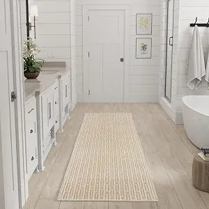 Nourison Home Washable Charm Beige Ivory 2'2" x 10' Area Rug - Easy Clean, Non Shedding, Bed Room, Living Room, Dining Room, Kitchen (10' Runner)
