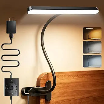 Glocusent 11.3"Wide Coverage Desk Lamp with Clamp,57 LED Clip on Desk Light