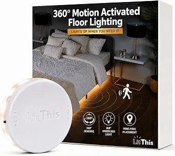 Under Bed Light, Ready-to-Use, No Setup, 360 Motion Sensor Night Light