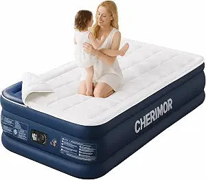 CHERIMOR Twin XL Air Mattress with Built-in Pump & Luxury Quilted Topper, 80" Length, 20" Height, 2.5 Min Fast Inflation, 500lbs Support, Blow up Mattress with Carry Bag for Guest, Camping & Home