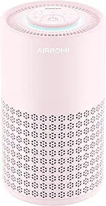 AIRROMI Air Purifier for Bedroom with HEPA 3-in-1 Filter, Pet Air Purifier for Home Cat Pee Smell, Covers Upto 990 Ft┬▓, Quiet 360┬░ intake Air Cleaner for pet hair,allergies,Dust,Smoke A2001 Pink