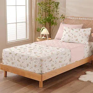 Sedefen Pink Floral Zipper Bedding for Kids Girls Twin Bed in a Bag - Flower Bedding Set - All in One Zipper Bedding Comforter Set