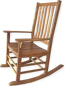 Patio Wise Acacia Wood Rocker Chair, Indoor/Outdoor Wooden Rocking Chairs, Porch, Deck, Patio, & Balcony Furniture, 26 -Inches Long x 35  -Inches Wide x 44  -Inches High, Teak