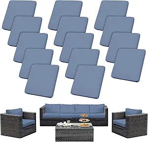 Outdoor Cushion Covers Set,14PCS Patio Furniture Couch Seat Slipcovers, Replacement for Sofa Sectional Chair(CoverOnly)