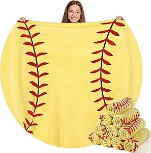 Eurzom 12 Pcs Softball Throw Blankets Bulk for Teens Adults 60" Round Soft Flannel Sport Ball Blanket Team Gift for Softball Lovers Coaches Players Senior Night Birthday Party Supplies