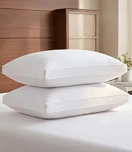 Bed Pillows for Sleeping, Standard Size, Soft & Fluffy, Set of 2 - White | Down Alternative Filling, Hotel Luxury Quality, Gusseted Pillow for Back, Stomach & Side Sleepers, Comfy, Cozy & Breathable