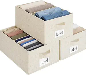 StorageWorks Linen Closet Organizer Bins with Divider, 16"x9"x6"