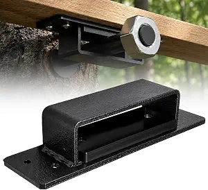 Treehouse Floating Bracket for 1.25" TAB and Lag Bolt, Stainless Steel Tree House Support Bracket, Black Powder-Coated Beam Hardware for Outdoor Platform