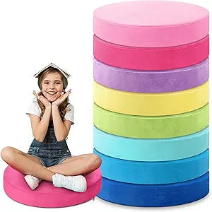 GlikCeil 8 Pcs Round Floor Pillow Cushions for Kids Classroom 15'' Soft Flexible Seating Chair Floor Seats for Reading Corner Playroom - Winter & Spring School Supplies (Candy Collection)