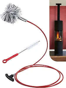 3 Inch Pellet Stove Pipe Cleaning Brush Kit, 10 FT Flexible Steel Rod