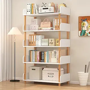 5-Tier Open Bookcase with Extra-Deep Shelves - Modern Display Bookshelf Premium Solid Wood for Living Room, Home Office & Bedroom, 11.8in Deep Storage Cabinet, Warm White (Warm White, Extra Large, 5)
