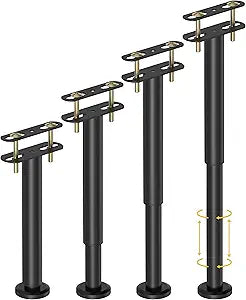 Wlrrcwdttc 4 Pcs Adjustable Height Bed Support Legs 10-17 inch, Bed Frame Center Support Legs for Bed Frame/Bed Center Slat/Furniture, Heavy Duty Metal Bed Legs Replacement Bed Slats Support Legs