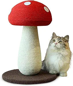 Cat Scratching Post Full Sisal Wrap Cat Tree Cute Mushroom Cat Tower Scratcher for Indoor Cats 19.7Inch