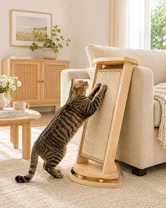 Corner Cat Scratcher with Track Balls, 23.2'' Vertical Sisal Scratcher for Furniture Sofa, Replaceable Sisal Scratch Pad for Wall Furniture Protector