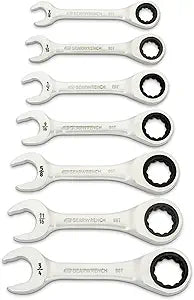 GEARWRENCH 7 Piece 90-Tooth 12 Point Stubby Combination Ratcheting Wrench, SAE | 86858