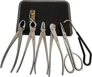 vouiu 6-Piece Bonsai Tool Set,Concave Cutter,Knob Cutter,Jin Pliers,Wire Cutter,Bonsai Scissors, Root Hook