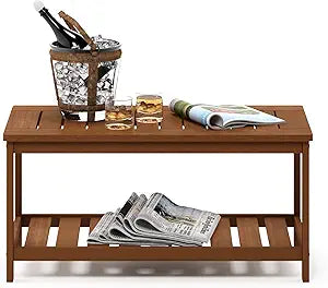 Furinno FG18508 Tioman Hardwood Patio Furniture 2-Tier Coffee Table in Teak Oil, Natural