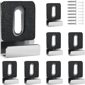 8 Packs Metal Mirror Holder Clips, Silver, with Rubber Pads