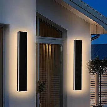 2 Pack 24 Inch Outdoor Long Wall Lights, 3000K-6000K Dimmable Modern Exterior Lighting Fixtures Waterproof IP65 Linear Wall Lights for House Garage Front Door Exterior Wall Sconce