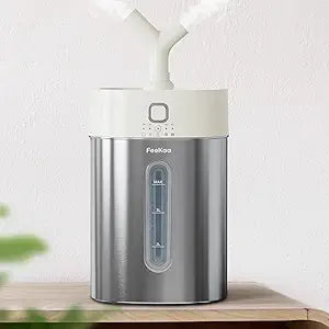 Feekaa Stainless Steel Humidifier, 3.8L/1Gal Cool Mist Humidifiers for Bedroom up to 500 sq ft, Easy Clean Dishwasher Safe Humidifiers for Baby, Humidifier Large Room Nursery Living Room Office, White