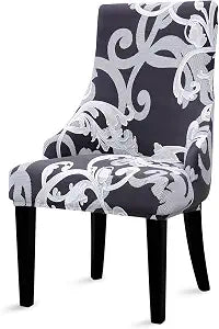 Liykimt Stretch Wingback Side Chair Slipcover-Accent Chair Cover Slipcover with Arm,Washable Upholstered Arm Dining Chair with Nailed Trim Protector for Dining Living Room Set of 1,Black/Gray